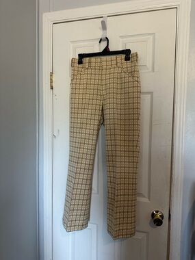 Women’s Beige Plaid Dress Pants size 32”x 26.5”